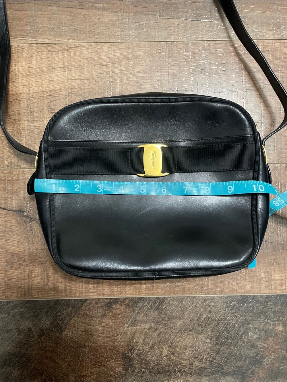 Vintage Salvatore Ferragamo Black Crossbody Bag with Gold Logo Accent - Picture 5 of 10